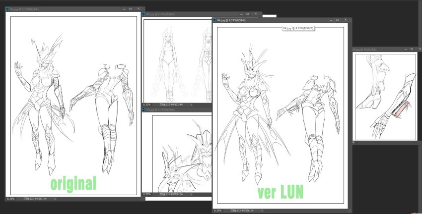 1girl armor armored_boots armored_gloves armored_leotard boots breasts bug butterfly butterfly_wings comparison difference digimon digimon_(creature) digimon_story:_cyber_sleuth_hacker&#039;s_memory fur_collar gloves helmet high_heels highres hudiemon insect insect_wings leotard medium_breasts ph6xeivbgpimggg sketch skirt smile thick_thighs thighhighs thighs tinted_eyewear wings