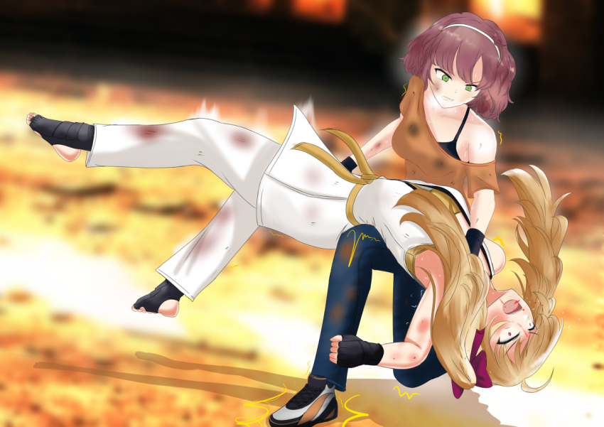 2girls artist_request asuka_hina catfight commission multiple_girls nijisanji pixiv_commission tagme takamiya_rion translation_request virtual_youtuber