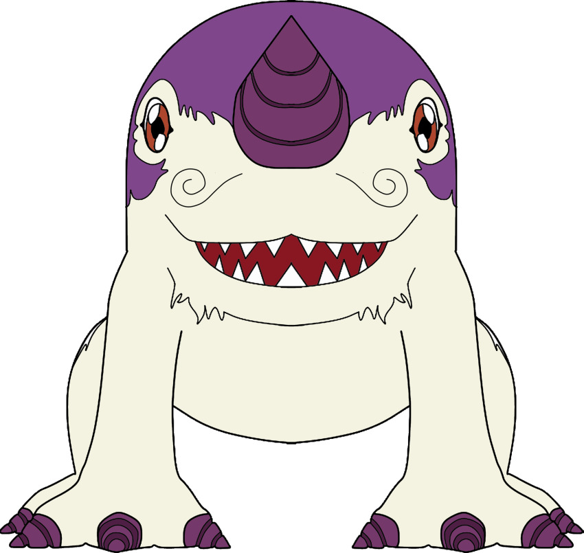 absurdres claws digimon digimon_(creature) drill facial_hair highres looking_at_viewer mole mustache nisedrimogemon sharp_teeth solo teeth