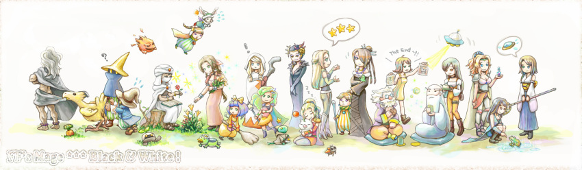 ! 00s 1980s_(style) 1990s_(style) 2boys 6+girls ? aerith_gainsborough aged_down annotated beard black_hair black_mage_(final_fantasy) blonde_hair blue_eyes bomb_(final_fantasy) book boots bow braid brown_hair cape catsuit celes_chere chocobo closed_eyes cow detached_sleeves dress edea_kramer eiko_carol english_text everyone facial_hair final_fantasy final_fantasy_i final_fantasy_ii final_fantasy_iv final_fantasy_iv:_the_after_years final_fantasy_ix final_fantasy_tactics final_fantasy_vi final_fantasy_vii final_fantasy_viii final_fantasy_x final_fantasy_xi flipped_hair flower frog fusoya garnet_til_alexandros_xvii glasses gloves golbez green_eyes green_hair hair_bun hat headdress heterochromia highres hood jacket japanese_clothes kappa leotard long_hair long_image lulu_(ff10) mandragora mandragora_(final_fantasy) minwu monster moogle multiple_boys multiple_girls nono_(final_fantasy) oglop oldschool orb palom pig pinky_out ponytail porom purple_hair red_flower red_rose retro_artstyle ribbon rinoa_heartilly robe rosa_farrell rose rydia_(ff4) rydia_(young)_(ff4) sabotender selphie_tilmitt shoka613 shoka_(pixiv73675) short_hair shoulder_pads simple_background single_braid single_hair_bun sitting sleeping smile square_enix staff star_(symbol) tea tellah text_focus the_end_(phrase) theodor_harvey tiara tina_branford toad_(animal) tonberry trait_connection turban ufo veil vivi_ornitier white_hair white_mage white_mage_(fft) white_mage_(final_fantasy) wide_image witch_hat yellow_eyes yuna yuna_(ff10) zzz
