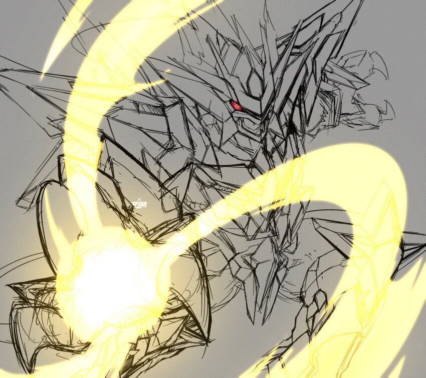 armor claws digimon digimon_(creature) dragon_boy highres magnamon magnamon_x-antibody magnamon_x-antibody_gold_digizoid_mode red_eyes solo
