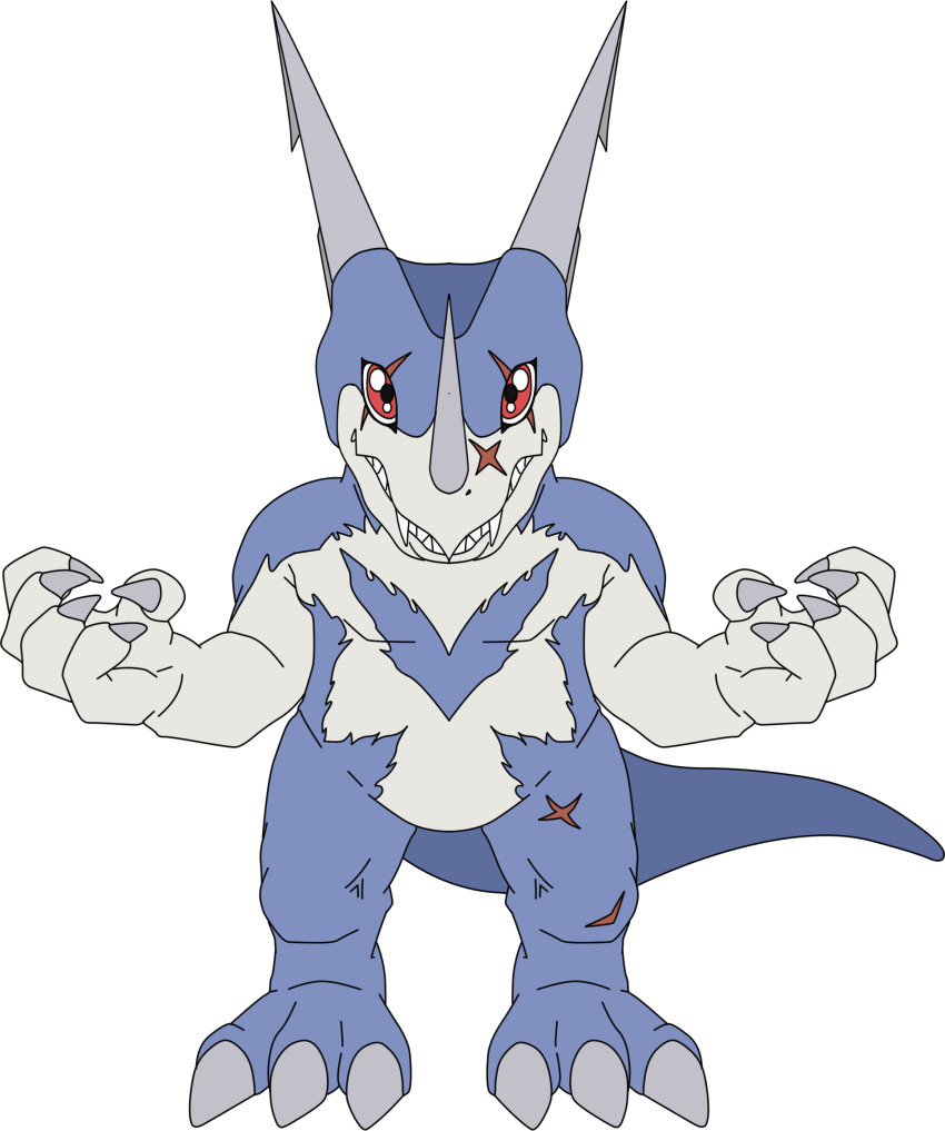 claws digimon digimon_(creature) dragon highres horns looking_at_viewer masterv-dramon scar solo transparent_background