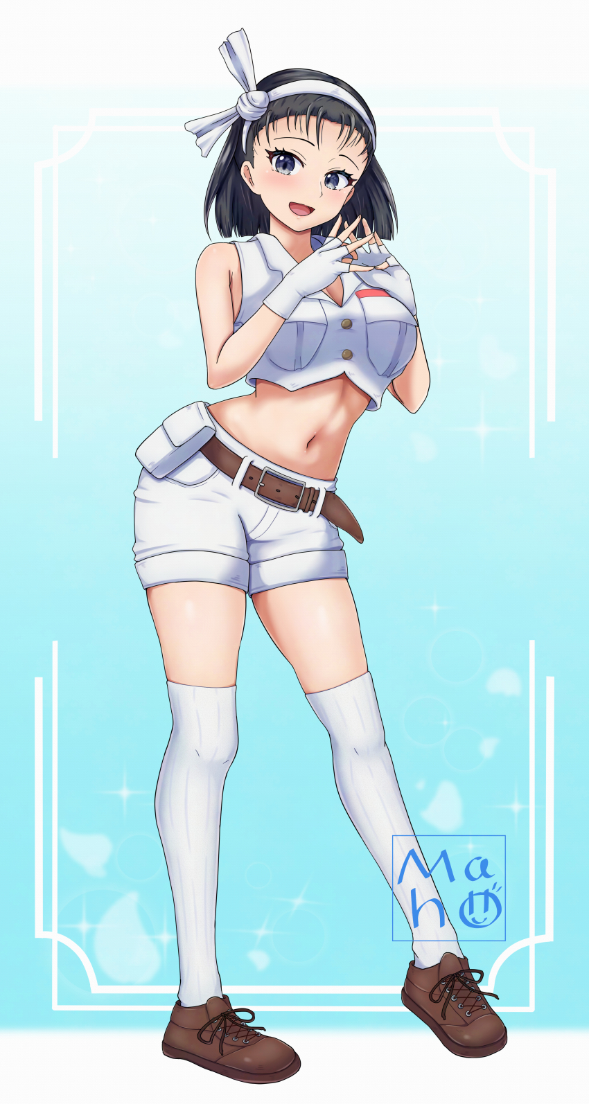1girl absurdres black_hair grey_eyes highres kazama_jun maho_(artist) mature_female namco shoes tekken tekken_2 tekken_tag_tournament tekken_tag_tournament_2 thighhigh_socks