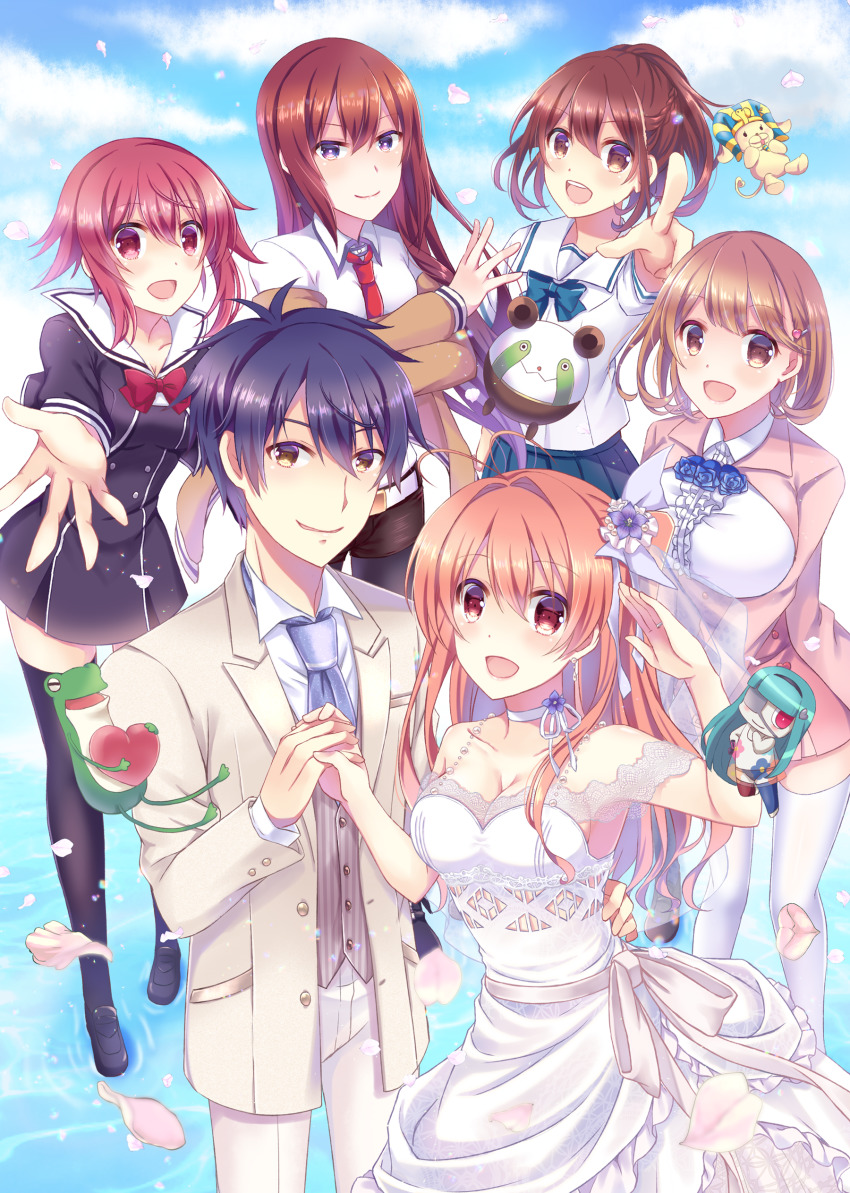 absurdres brown_hair chaos;child chaos;head dress fink_(robotics;notes) gero_kaerun highres long_hair makise_kurisu narusawa_ryouka nishijou_myu nishijou_takumi occultic;nine onoe_serika robotics;notes sakihata_rimi senomiya_akiho steins;gate tagme upa_(steins;gate) wedding_dress zonko_(occultic;nine)
