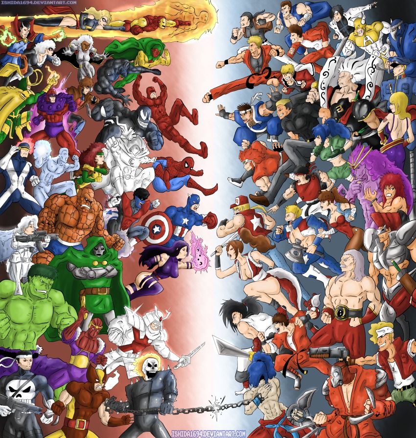 absurdres black_panther breakers breakers_revenge captain_america everyone haohmaru haomaru headband highres hulk iceman_(x-men) iron_man iron_man_(series) ishida1694 jacket kusanagi_kyou kyo_kusanagi leona_heidern leotard marco_rossi marvel metal_slug multiple_boys multiple_girls panther pantyhose psylocke rila_estancia robert_garcia ryo_sasaki ryou_sakazaki sakazaki_ryo samurai_spirits shiranui_mai silver_sable silver_samurai snk spider-man spider-man_(series) storm_(x-men) strapless strapless_leotard tagme terry_bogard the_king_of_fighters the_punisher_(character) tia_langray venom_(marvel) visco vision_(marvel) wolverine_(x-men) world_heroes wrist_wrap