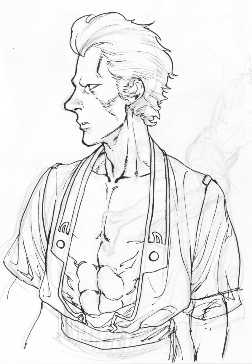 abs gundam highres jacket male_focus open_clothes open_jacket solo utaco yazan_gable zeta_gundam