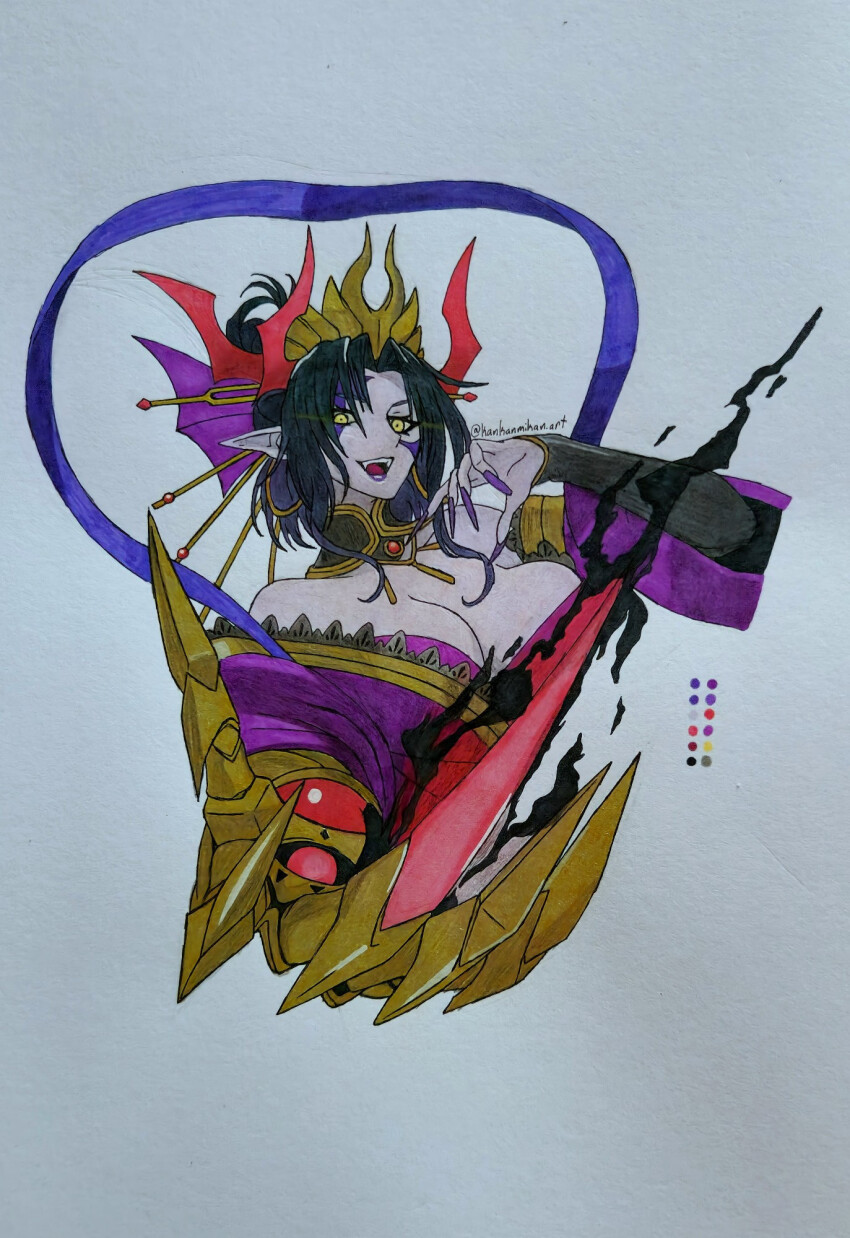 breasts demon demon_girl digimon digimon_(creature) fallen_angel highres lilithmon lilithmon_x-antibody mark_of_evil wings