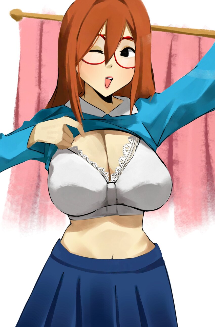 breasts highres kindergarten large_breasts mature_female monekopii paizuri_invitation presenting_breasts teacher