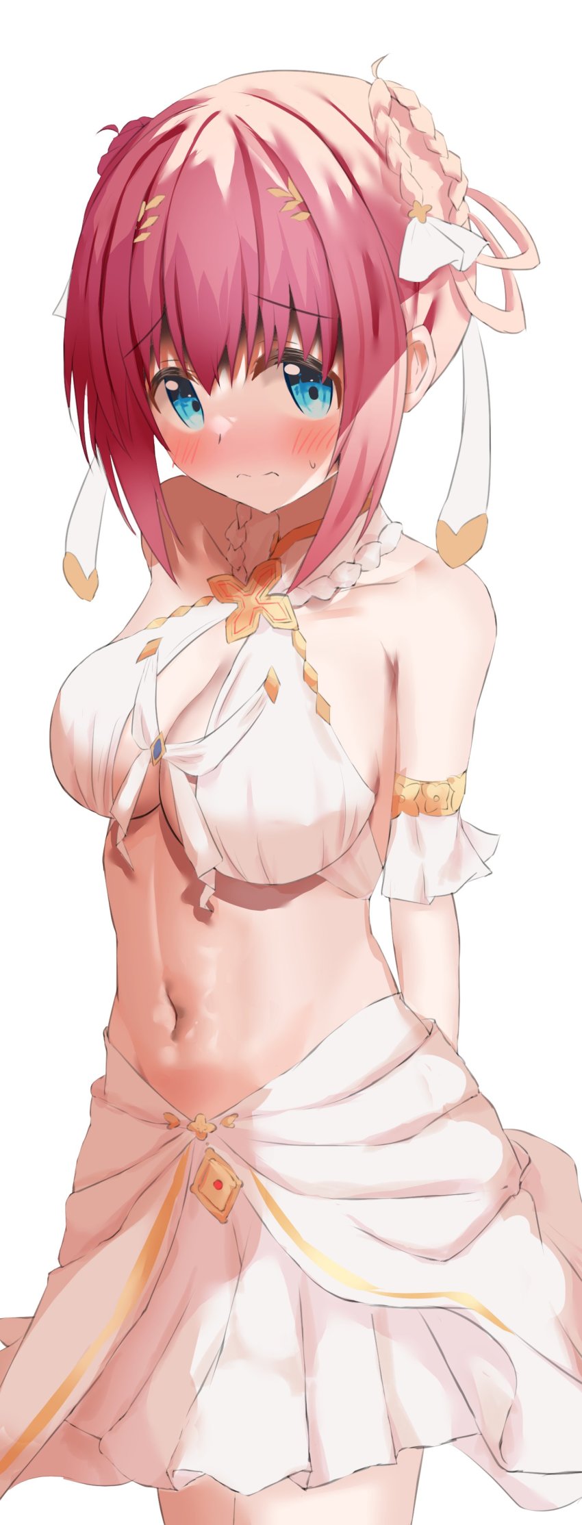 absurdres ashinagi_(bijutu1) blue_eyes blush breasts hair_between_eyes hair_ornament highres large_breasts looking_at_viewer pink_hair princess_connect! skirt yui_(princess_connect!)