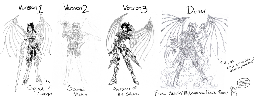 1girl armor aura bone breasts claws comparison evolution eyepatch ghost gloves groin headgear highres lipstick long_hair long_image makeup marci_miller md5_mismatch medium_breasts multiple_views open_mouth original purple_hair resized resolution_mismatch rose_(dragoon) signature skull soul source_smaller spandex teeth the_legend_of_dragoon tongue upscaled watermark wide_image wings