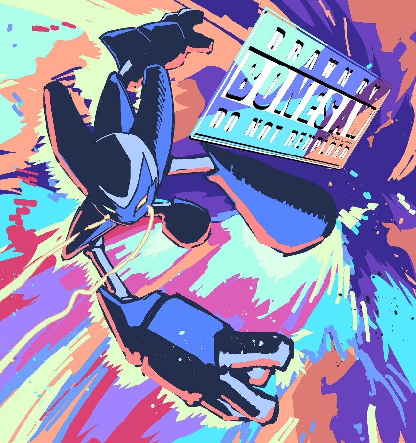 absurdres armor fighting_stance gloves highres horns metal_gloves robot robotboy robotboy_(character)