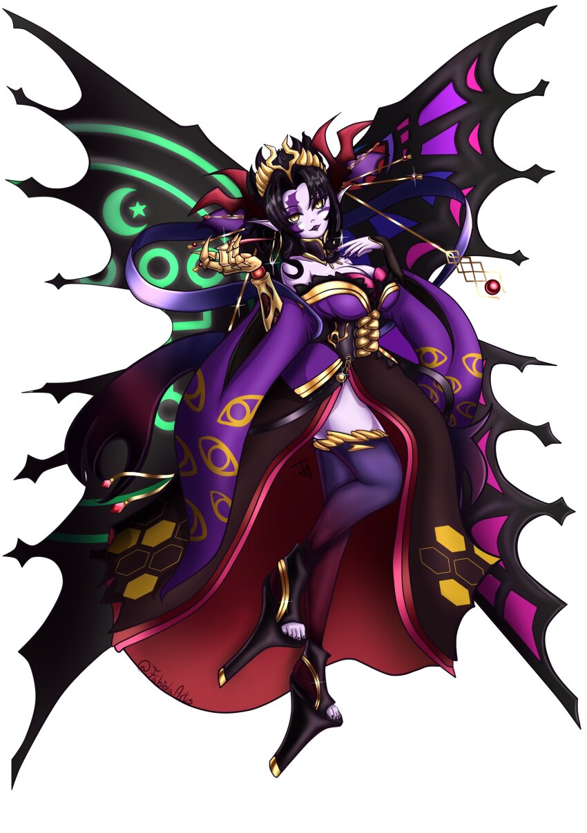absurdres breasts demon demon_girl digimon digimon_(creature) fallen_angel highres lilithmon lilithmon_x-antibody lipstick makeup mark_of_evil nail_polish wings