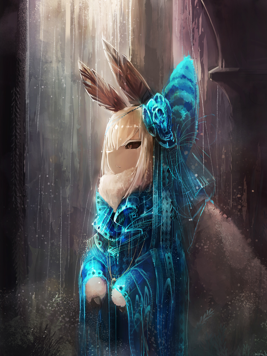 1girl antennae black_sclera bow colored_sclera colored_skin female_focus fur hair_bow highres arthropod_girl monster_girl moth_girl my700 original solo white_hair white_skin