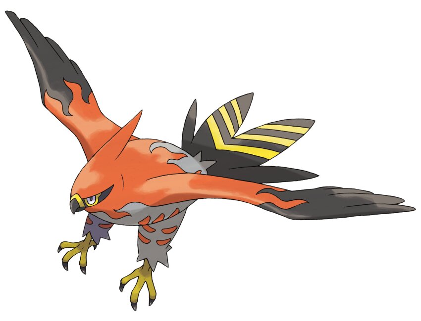 absurdres animal_focus artist_request bird closed_mouth full_body gen_6_pokemon highres nintendo no_humans official_art pokemon pokemon_(creature) pokemon_focus pokemon_xy simple_background solo talonflame talons third-party_source white_background