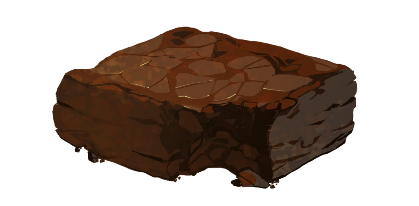 brownie_(food) chocolate commentary crumbs dessert english_commentary food food_bite food_focus no_humans original realistic simple_background still_life sweets victoria_joh white_background