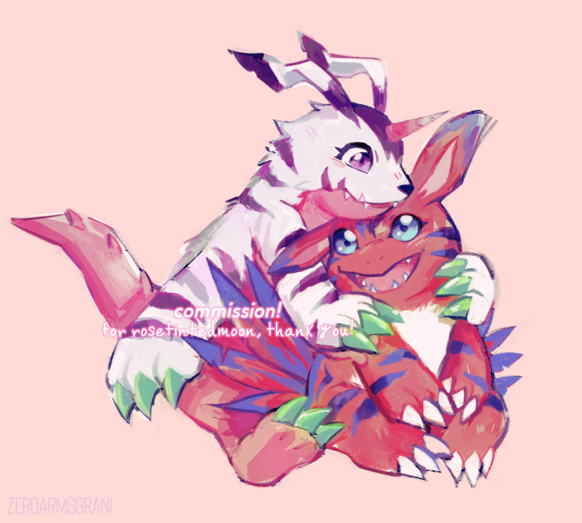 claws couple digimon digimon_(creature) elecmon highres psychemon sharp_teeth smile teeth