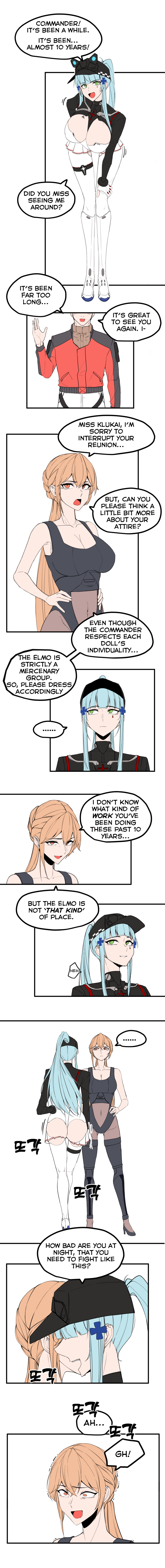1boy 2girls absurdres artist_request ass blonde_hair blue_hair braid breasts catfight commander_(girls&#039;_frontline) commentary english_commentary english_text girls&#039;_frontline girls&#039;_frontline_2:_exilium groza_(girls&#039;_frontline_2) highres hk416_(girls&#039;_frontline) incredibly_absurdres klukai_(girls&#039;_frontline_2) large_breasts long_image multiple_girls non-web_source ots-14_(girls&#039;_frontline) ponytail red_eyes single_braid source_request tall_image teardrop_facial_mark translated yellow_eyes