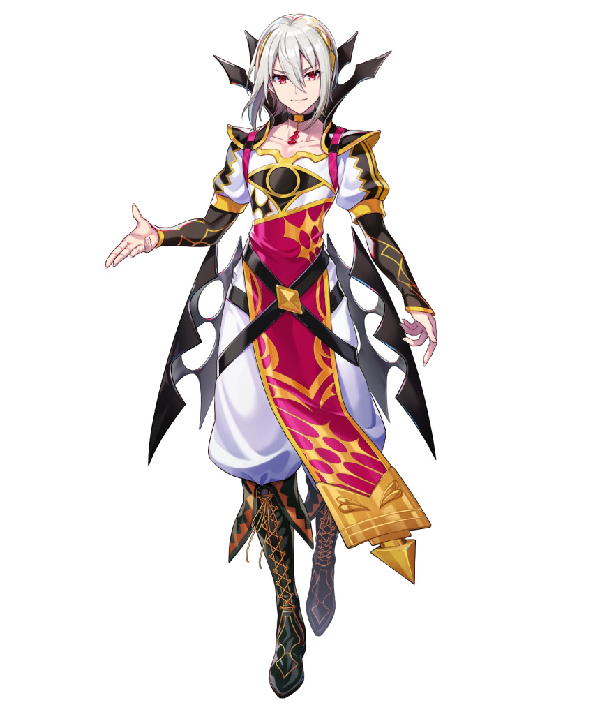 1boy black_choker choker fire_emblem fire_emblem_engage fire_emblem_heroes highres nintendo non-web_source rafal_(fire_emblem) red_eyes short_hair solo white_hair