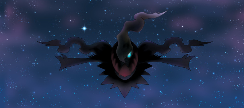 aqua_sclera artist_request colored_sclera darkrai floating full_body gen_4_pokemon highres legendary_pokemon mythical_pokemon night night_sky nintendo official_art one_eye_covered outstretched_arms pokemon pokemon_(creature) pokemon_focus pokemon_ranger_(series) pokemon_ranger:_shadows_of_almia sky solo spread_arms star_(sky) starry_sky third-party_source white_eyes