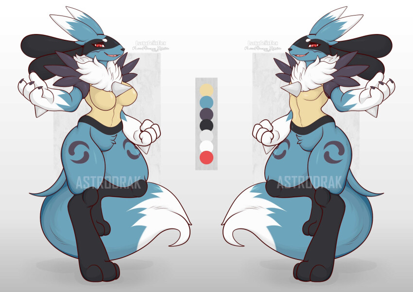 breasts digimon furry furry_female furry_male fusion gen_4_pokemon highres lucario nintendo pokemon renamon spikes tail