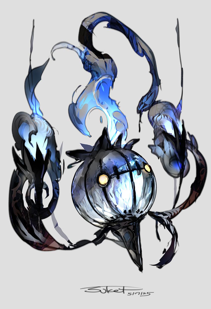 2025 absurdres artist_name chandelure dated gen_5_pokemon ghost highres nintendo no_humans pokemon pokemon_(creature) simple_background solo sukepmonster white_background yellow_eyes