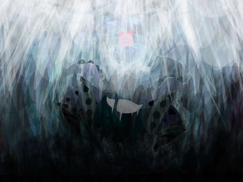abstract blank_eyes commentary_request crying demon_horns eldritch_abomination highres horns kirby kirby&#039;s_return_to_dream_land kirby&#039;s_return_to_dream_land_deluxe kirby_(series) magolor magolor_soul master_crown nintendo no_humans possessed spikes spoilers tears ttmgsrhr
