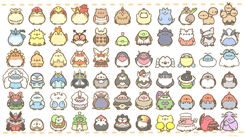 773mimisuke absurdres altaria animal_focus articuno artist_name bird black_eyes blaziken bow bowtie braviary chatot chibi chibi_only chick chicken closed_eyes closed_mouth combusken commentary_request crow dartrix decidueye delibird dodrio doduo duck ducklett duckling eagle eggshell empoleon evolutionary_line falcon farfetch&#039;d fearow fire fletchinder fletchling full_body gen_1_pokemon gen_2_pokemon gen_3_pokemon gen_4_pokemon gen_5_pokemon gen_6_pokemon gen_7_pokemon golduck green_bow green_bowtie grey_eyes highres ho-oh honchkrow hoothoot legendary_pokemon looking_at_viewer lugia mandibuzz mega_altaria mega_blaziken mega_pidgeot mega_pokemon moltres multiple_heads murkrow natu nintendo no_humans noctowl oricorio oricorio_(baile) oricorio_(pa&#039;u) oricorio_(pom-pom) oricorio_(sensu) owl parrot pelican pelipper penguin pheasant pidgeot pidgeotto pidgey pidove pigeon pikipek pink_eyes piplup pokemon pokemon_(creature) prinplup psyduck robin_(bird) rowlet seagull simple_background skarmory solid_oval_eyes spearow spring_onion staraptor staravia starling starly straight-on swablu swallow_(bird) swan swanna swellow taillow talonflame torchic tornadus tornadus_(therian) toucan toucannon tranquill trumbeak unfezant unfezant_(male) vullaby vulture white_background wingull woodpecker yveltal zapdos