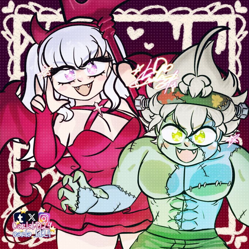 asta_(black_clover) black_clover devil halloween halloween_costume highres no_shirt noelle_silva zombie