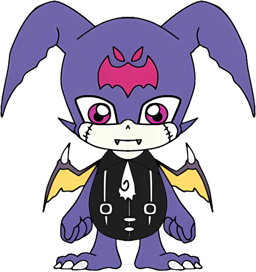 1boy claws digimon digimon_(creature) fangs highres male_focus petitmamon purple_eyes solo wings