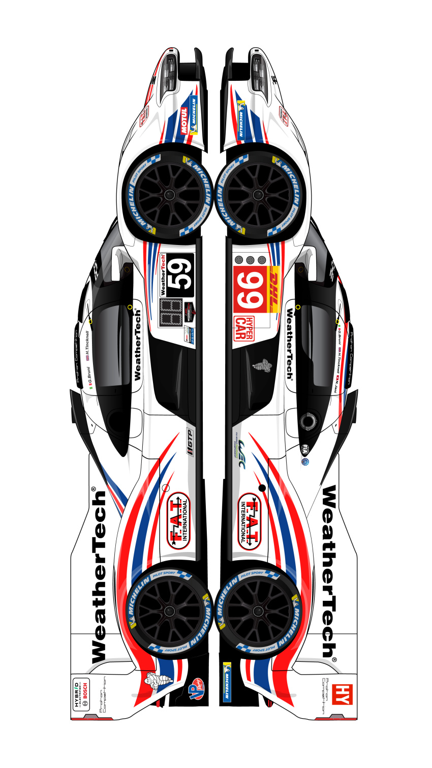 absurdres andy_blackmore car commentary english_commentary from_side highres imsa_sportscar_championship italian_flag le_mans_prototype michelin michelin_man motor_vehicle motul_(company) no_humans official_art porsche porsche_963 proton_competition race_vehicle racecar simple_background sponsor swiss_flag union_jack vehicle_focus white_background world_endurance_championship