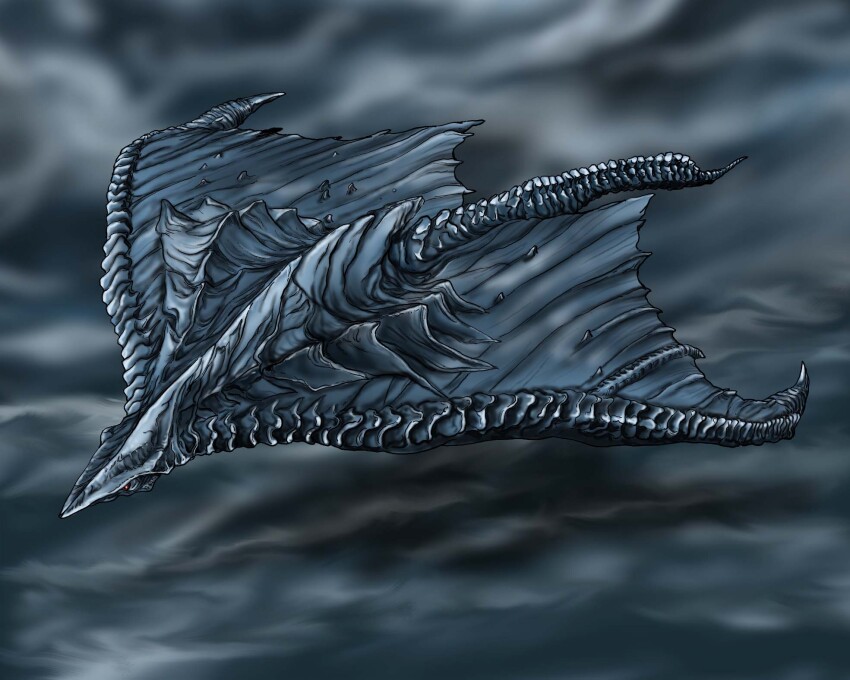 claws engi_(animation_studio) fangs gamera_(series) gamera_-rebirth- giant giant_monster highres horns kadokawa kaiju monster no_humans red_eyes satoru33 sharp_teeth sliver solo spines tail teeth zigra