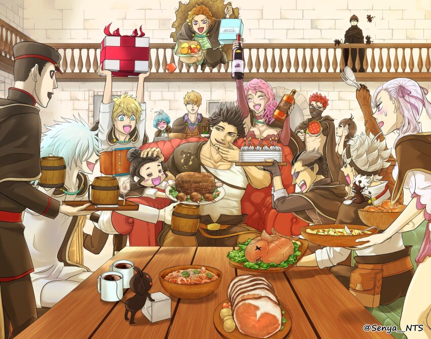 asta_(black_clover) black_clover black_hair breasts charmy_pappitson cleavage finral_roulacase gordon_agrippa grey_(black_clover) highres large_breasts long_hair magna_swing noelle_silva pink_hair purple_eyes red_hair secre_swallowtail twintails vanessa_enoteca zora_ideale