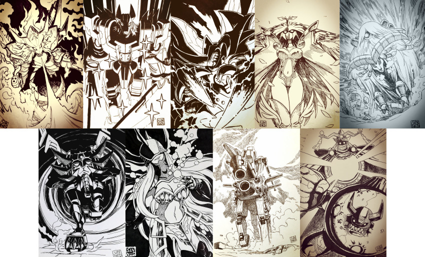 absurdres ancientbeatmon ancientgarurumon ancientgreymon ancientirismon ancientmegatheriumon ancientmermaimon ancientsphinxmon ancienttroiamon ancientvolcamon ancientwisemon armor bubble bug digimon feathers highres horns mask mirror ten_legendary_warriors