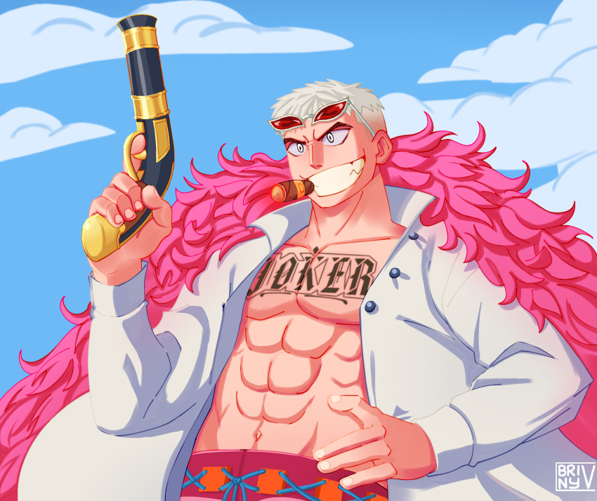 commission donquixote_doflamingo highres krita_(software) non-web_source old old_man one_piece