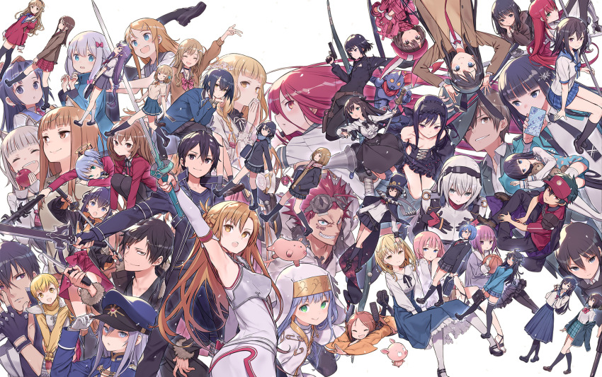 6+boys 6+girls 86_-eightysix- accel_world adachi_sakura adachi_to_shimamura aihara_enju aisaka_taiga akaboshi_bisco alina_clover alwin_(hime_kishi-sama_no_himo) animal_ear_fluff animal_ears anniversary annotation_request anos_voldigoad antenna_hair arita_haruyuki armor armpits arms_up artist_request asuna_(sao) baccano! black_bullet black_eyes black_hair blue_jacket bokusatsu_tenshi_dokuro-chan boogiepop boogiepop_(character) breastplate brown_eyes brown_hair bullpup buta_no_liver_wa_kanetsu_shiro butterfly_wings character_request company_connection copyright_request crossover danjo_no_yuujou_wa_seiritsu_suru? dengeki_bunko dokkoida dokkoider durarara!! echika_hieda elbow_gloves elucidator eromanga_sensei everyone firo_prochainezo fortune_quest girly_air_force gloves green_eyes grey_eyes grey_hair gripen_(girly_air_force) guild_no_uketsukejou_desu_ga_zangyou_wa_iya_nanode_boss_wo_solo_toubatsu_shiyou_to_omoimasu gun habit hat hataraku_maou-sama! highres hime_kishi-sama_no_himo himeragi_yukina holding holding_gun holding_sword holding_weapon holo horizon_ariadust index_(toaru_majutsu_no_index) insect_wings inuzuka_himari iriya_kana iriya_no_sora_ufo_no_natsu izumi_sagiri jacket jess_(buta_no_liver_wa_kanetsu_shiro) kaiyou_hinagiku kami-sama_no_memo-chou kino_(kino_no_tabi) kino_no_tabi kirito kousaka_kirino kuroboshi_kouhaku kuroyukihime kyoukaisenjou_no_horizon lambent_light llenn_(sao) long_hair long_legs mahouka_koukou_no_rettousei mamoru-kun_ni_megami_no_shukufuku_wo! maou_gakuin_no_futekigousha maou_sadao military military_hat military_uniform minase_akiha minato_tomoka misono_mayu mitsukai_dokuro multiple_boys multiple_crossover multiple_girls myuri_(spice_and_wolf) nanao_hibiya nanatsu_no_maken_ga_shihai_suru netoge_no_yome_wa_onna_no_ko_janai_to_omotta? nogizaka_haruka nogizaka_haruka_no_himitsu nun ore_no_imouto_ga_konna_ni_kawaii_wake_ga_nai ore_wo_suki_nano_wa_omae_dake_ka_yo orihara_izaya osananajimi_ga_zettai_ni_makenai_lovecome p-chan_(p90) p90 pastel_g._king pig_(buta_no_liver_wa_kanetsu_shiro) pink_weapon rapier red_hair robe rou-kyuu-bu! sabikui_bisco sakurajima_mai sankaku_no_kyori_wa_kagirinai_zero sanshokuin_sumireko satou_yumiko seishun_buta_yarou seiyuu_radio_no_uraomote shakugan_no_shana shana shiba_miyuki shida_kuroha shimamura_hougetsu shionji_yuuko short_hair shunkashuutou_daikousha spice_and_wolf spiked_hair strike_the_blood submachine_gun sword sword_art_online sword_art_online_alternative:_gun_gale_online takasu_ayako tamaki_ako toaru_majutsu_no_index toradora! usotsuki_mii-kun_to_kowareta_maa-chan vladilena_millize watanabe_chika weapon white_armor white_robe wings wolf_and_parchment wolf_ears wolf_girl your_forma