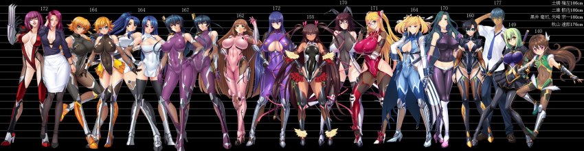 2boys 6+girls aishuu_hebiko akiyama_rinko androgynous aoi_nagisa_(metalder) armor bare_shoulders blonde_hair blue_eyes blue_hair blush bodysuit boots breasts brown_hair cleavage covered_erect_nipples curvy dark_skin fur fuuma_kotarou_(taimanin_series) fuuma_tokiko glasses green_hair happy highleg highleg_leotard highres huge_breasts igawa_asagi igawa_sakura kagami_hirotaka katana kosaka_shizuru koukawa_asuka koukawa_oboro large_breasts leotard lilith-soft long_hair looking_at_viewer makishima_ayame medium_breasts mizuki_shiranui mizuki_yukikaze mother_and_daughter multiple_boys multiple_girls oboro_(taimanin_asagi) open_mouth pink_hair pointy_ears ponytail red_eyes scale serious shinganji_kurenai shiny_skin short_hair siblings simple_background sisters skirt small_breasts smile standing sword taimanin_(series) taimanin_asagi taimanin_asagi_kessen_arena taimanin_kurenai taimanin_rpgx taimanin_yukikaze tan tanline team thighs translation_request trap twintails uehara_shikanosuke v very_long_hair weapon yatsu_murasaki yellow_eyes zol