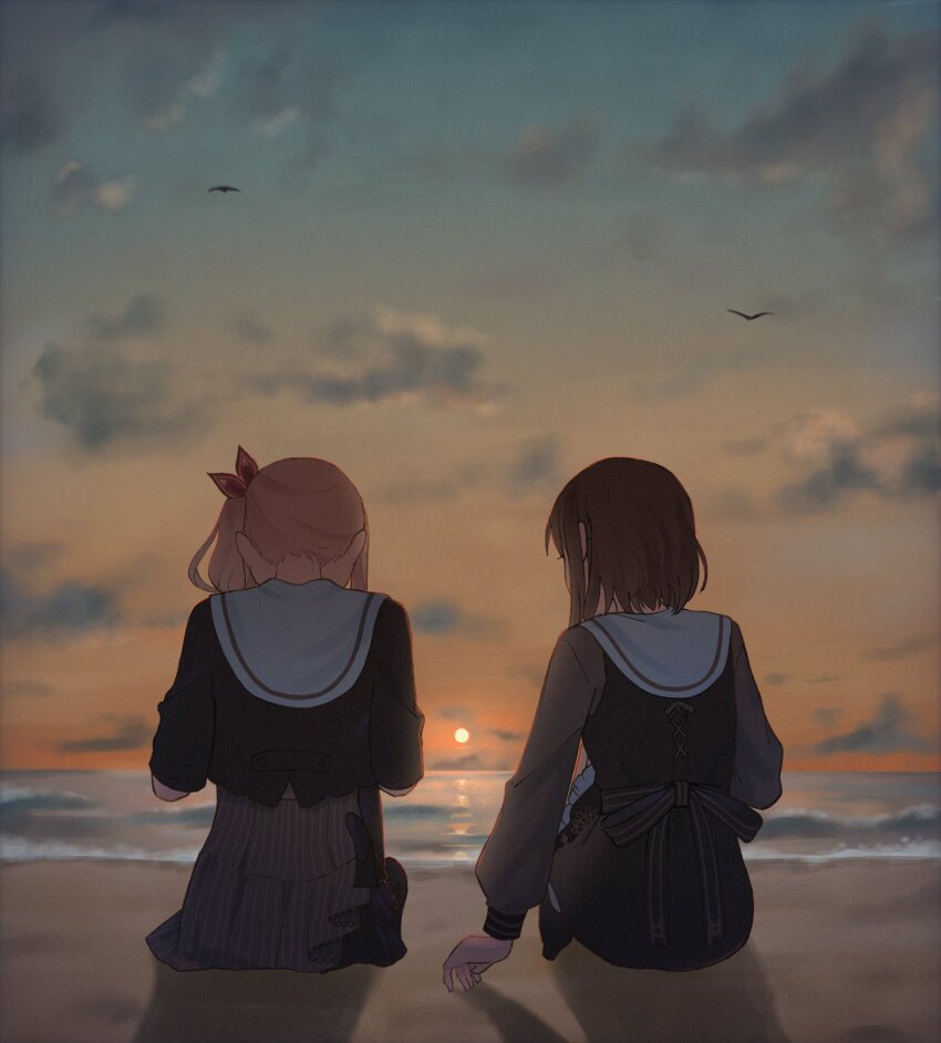 25-ji_nightcord_de._(project_sekai) akiyama_mizuki aose_(aose_pp) brown_hair highres pink_hair project_sekai school_uniform shinonome_ena short_hair side_ponytail
