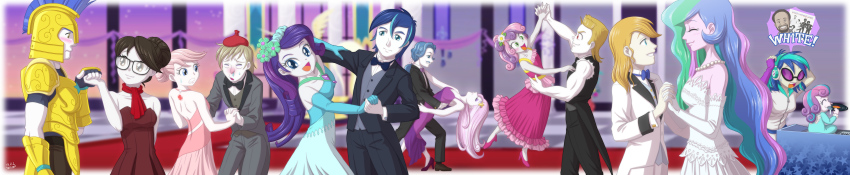 6+boys 6+girls absurdres armor baby blueblood bulk_biceps princess_celestia dancing dress fancy_pants fleur_dis_lee flurry_heart glasses hay_fever highres multiple_boys multiple_girls my_little_pony my_little_pony:_equestria_girls my_little_pony:_friendship_is_magic nurse_redheart personification rarity_(my_little_pony) raven_(mlp) shining_armor sneezing sweetie_belle tagme uotapo vinyl_scratch