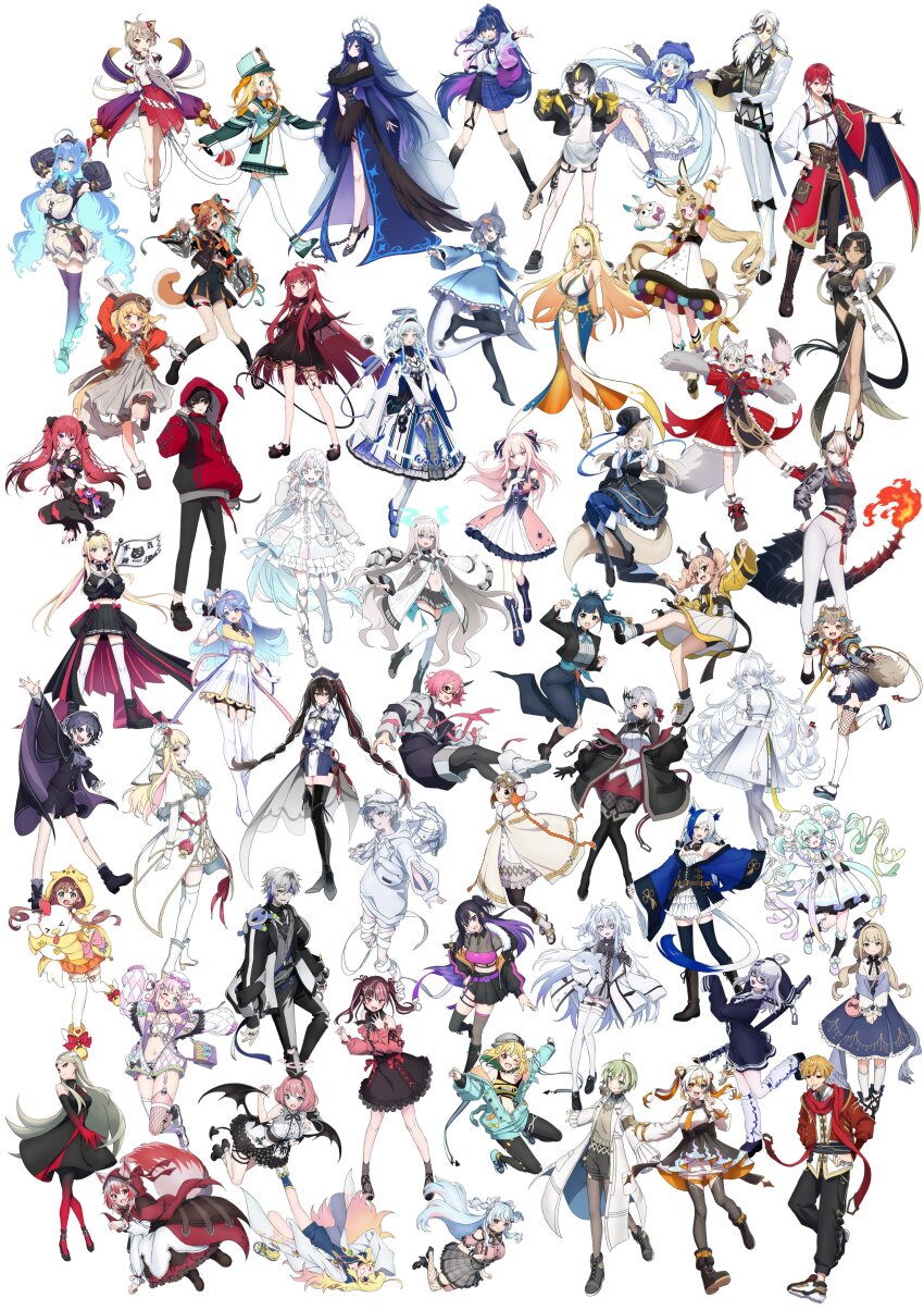 6+boys 6+girls absurdres ahoge akane_jun alba_sera amakomo_linon amami_ami amane_luna_(vtuber) ameniwa_yae android anew_uparu angel animal_ears anon_non anshinin_misa aomiya_yozuri aqua_hair araka_luto asymmetrical_legwear audrey_mina band_uniform bandaged_arm bandaged_horn bandaged_leg bandages bat_hair_ornament bike_shorts bird_hood black_dress black_hair black_shorts blonde_hair blue_eyes blue_fire blue_hair bodice bow braid braided_hair_rings breast_zipper breasts broken_horn capelet cat_ears cat_girl cat_tail circuit_board_print clothing_cutout cobra_(animal) colored_inner_hair cotonoha crown demon_girl demon_tail detached_sleeves disembodied_head dog_ears dog_girl dog_tail dragon_girl dragon_horns dragon_tail dress drill_hair drill_sidelocks dullahan earrings erai_amae fiery_hair fingerless_gloves fins fire fish_tail flag flat_chest forked_tail fox_ears fox_girl fox_tail frog_girl frog_hat full_body fur_choker fur_trim gauntlets geppaku_lui glasses gloves green_eyes green_hair grey_hair hair_between_eyes hair_ornament hair_rings halo halter_dress halterneck hasumi_sahiro hat head_wings headset heterochromia highres hinahoshi_airu hip_vent hisumi_(vtuber) hitoshiro_itsuki hiyori_chihiyo holographic_horns hood horns hoshifuri_iku ibuki_meno jacket japanese_clothes jewelry kagase_uno kamishiro_rita kamizuki_naki kanra_deity kashi_otoha key_hair_ornament kitashirakawa_kakapo kitashiro_yuki kokuyou_lira kujou_ringo large_breasts light_blue_hair light_brown_hair lineup long_hair long_sleeves looking_at_viewer low_twintails luminous_sweet makicha_(sasurainopink) mako_sameshima marching_band maru_nanamona mechanical_halo mechanical_tail mememori_an mew_garcia midriff mini_hat mismatched_legwear miyoshino_shiki multicolored_bow multicolored_hair multiple_boys multiple_girls nagare_sara nana_asteria navel navel_cutout nekomata nhot_bot one_eye_closed one_side_up open_mouth orange_eyes orange_hair oshiro_ito otokado_ruki oumiya_emma papi_(anon_non) party_popper_hair_ornament pengin_pina penguin_girl pink_dress pink_hair pink_shirt pirate plaid_clothes plaid_skirt playing_card_theme ponytail prism_project prosthetic_ear purple_eyes purple_hair rabbit_ears rabbit_girl rabbit_tail red_dress red_eyes red_hair red_jacket ribbon rikudou_yura sazanami_toa see-through_clothes see-through_shirt seira_mint shako_cap shark_girl shark_tail shikami_lana shindouji_ako shirt short_hair short_sleeves shorts sidelocks simple_background single_gauntlet single_horn skirt sleeveless sleeveless_dress smile snake snake_armband streaked_hair suzune_nia symbol-shaped_pupils syusetu_kohaku tail thigh_strap thighhighs thong tiara tiger_boy tokimori_aoi tsubame_kou tulsi_nightmare twintails two_side_up ukiuki_unico uriyone uzume_(vtuber) vee_(vtuber) versen very_long_hair virtual_youtuber white_dress white_hair white_shirt white_snake wings wolf_ears wolf_girl wolf_tail x-shaped_pupils x_x yellow_eyes yurikawa_yun