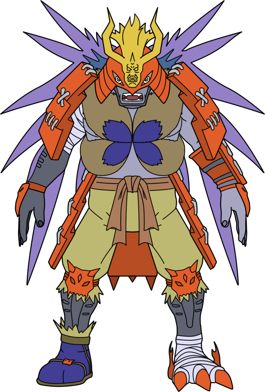 1boy armor claws digimon digimon_(creature) highres male_focus musyamon samurai solo
