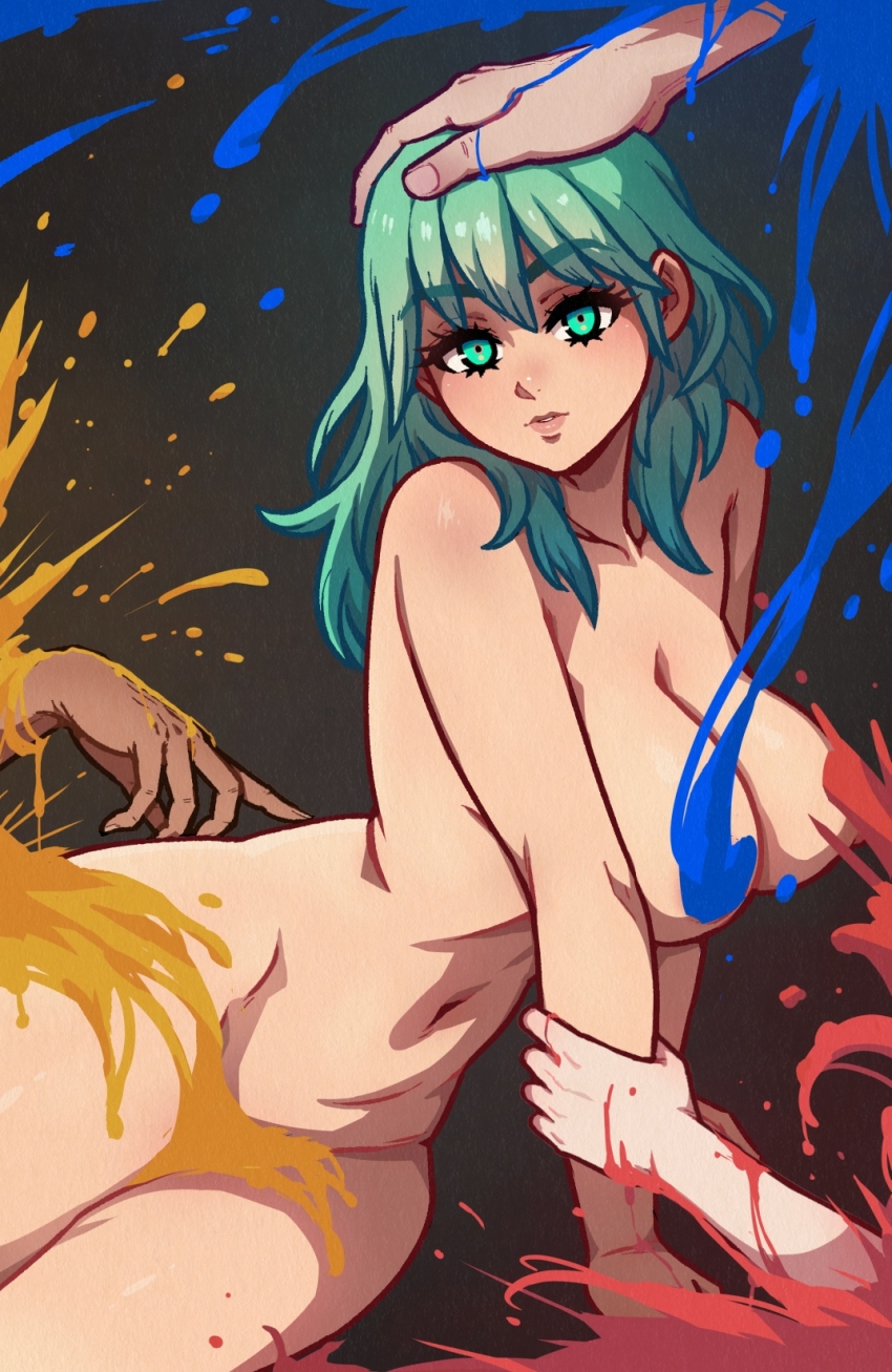 2boys 2girls akairiot breasts claude_von_riegan completely_nude convenient_censoring dimitri_alexandre_blaiddyd edelgard_von_hresvelg female_byleth_(enlightened)_(fire_emblem) female_byleth_(fire_emblem) fire_emblem fire_emblem:_three_houses hand_on_another&#039;s_head highres holding_another&#039;s_wrist large_breasts looking_at_viewer medium_hair multiple_boys multiple_girls nintendo nude paid_reward_available paint poking solo_focus