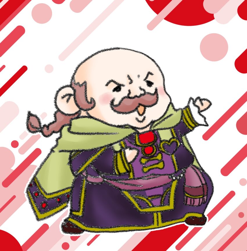 1boy balding facial_hair fat fat_man fire_emblem fire_emblem:_radiant_dawn highres looking_to_the_side male_focus momojikutteyaru mustache nintendo oliver_(fire_emblem) open_mouth solo