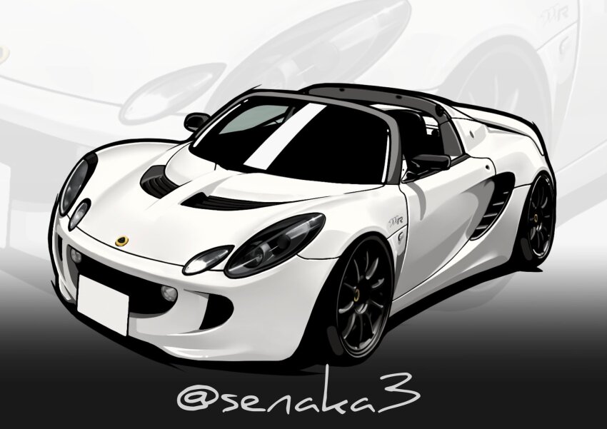 car chris_ilst highres lotus_(brand) lotus_elise motor_vehicle no_humans original shadow sports_car twitter_username vehicle_focus white_car zoom_layer