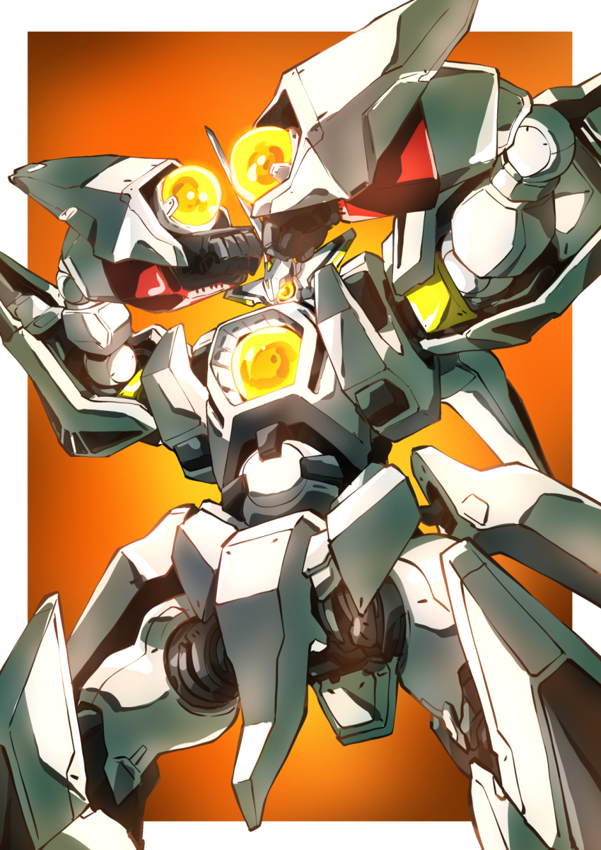 clenched_hands glowing glowing_eye hades_project_zeorymer highres horns mecha mecha_focus no_humans one-eyed robot science_fiction single_horn solo super_robot taiga_hiroyuki yellow_eyes zeorymer