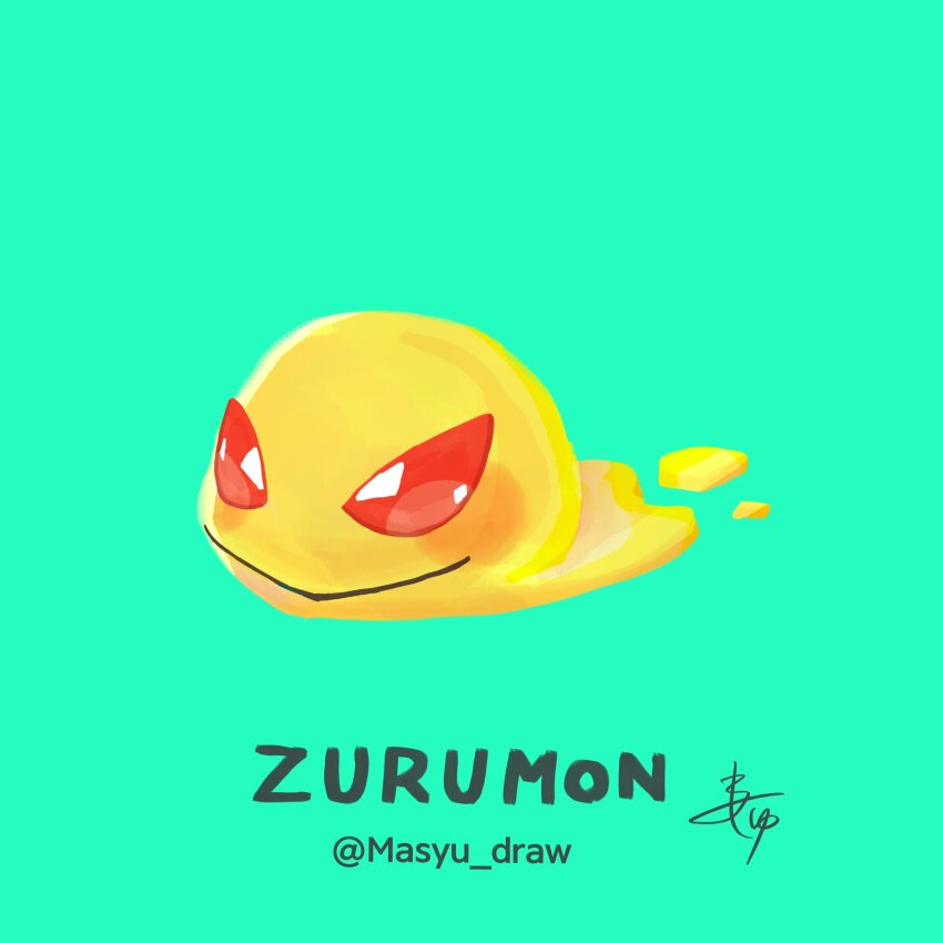 absurdres blue_background digimon digimon_(creature) highres red_eyes simple_background smile solo zurumon