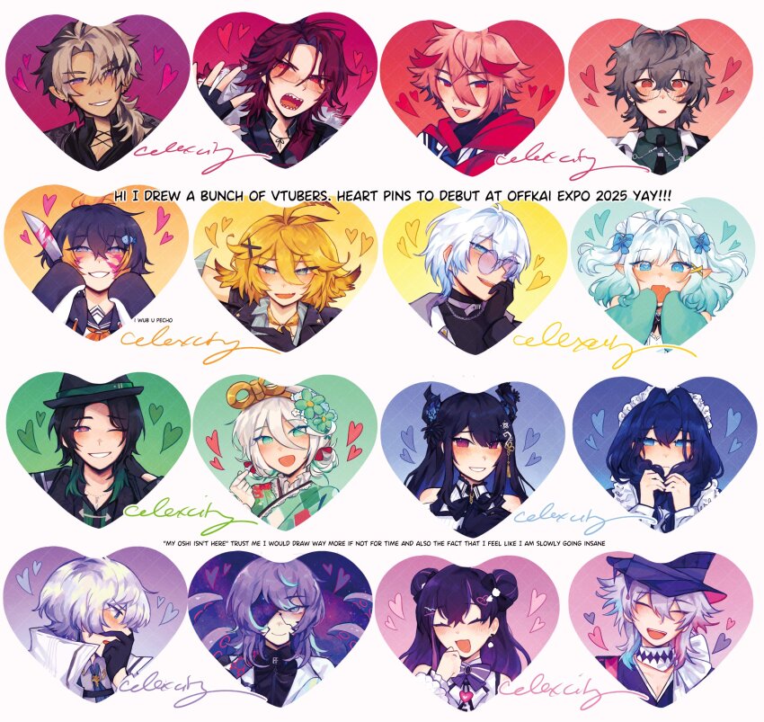6+boys 6+girls :3 :d ahoge artist_name asymmetrical_horns bare_shoulders black_bow black_gloves black_hair black_hat black_shirt blonde_hair blood blood_on_face bloody_knife blue_bow blue_eyes blue_hair blue_shirt blush bow bowtie brown_hair cecilia_immergreen cecilia_immergreen_(new_year) celexcity claude_clawmark closed_eyes collared_shirt commentary cracked_skin crimzon_ruze dark-skinned_male dark_skin dokibird_(vtuber) dokibird_(vtuber)_(bounty_hunter) doll_joints double_bun earrings english_commentary english_text eyes_visible_through_hair facing_viewer fang finger_heart fingerless_gloves flower gavis_bettel gavis_bettel_(1st_costume) glasses gloves gradient_hair green_eyes green_flower green_hair green_kimono green_shirt grey_hair grin hair_between_eyes hair_bow hair_bun hair_flower hair_intakes hair_ornament hair_over_shoulder hand_on_own_cheek hand_on_own_face hand_up hands_on_own_cheeks hands_on_own_face hands_up hat head_tilt heart heart-shaped_pupils heart_hair_ornament highres holding holding_knife holding_own_hair holding_weapon hololive hololive_english holostars holostars_english horns hoshirube_sho hoshirube_sho_(1st_costume) indie_virtual_youtuber japanese_clothes jewelry joints jurard_t_rexford kaelix_debonair kimono knife kuga_leo lace lace-trimmed_kimono lace_trim long_hair long_sleeves looking_at_viewer looking_to_the_side maid maid_headdress medium_hair mikure_narin mint_fantome mole mole_under_mouth multicolored_eyes multicolored_hair multiple_boys multiple_girls neckerchief necklace nerissa_ravencroft nerissa_ravencroft_(1st_costume) nijisanji nijisanji_en open_mouth ouro_kronii ouro_kronii_(maid) petra_gurin petra_gurin_(1st_costume) pink_blood pink_hair pointy_ears ponytail portrait purple-tinted_eyewear purple_bow purple_eyes purple_hair purple_hat purple_shirt red_bow red_eyes red_hair round_eyewear scar scar_on_face scar_on_mouth scarf semi-rimless_eyewear seraph_dazzlegarden seraph_dazzlegarden_(1st_costume) sharp_teeth shirt short_hair sidelocks sideways_glance signature simple_background skin_fang smile streaked_hair striped_clothes striped_shirt swept_bangs symbol-shaped_pupils teeth tentacles tinted_eyewear top_hat trilby turtleneck two-tone_eyes two-tone_hair two_side_up under-rim_eyewear virtual_youtuber vspo! vspo!_en watermark weapon white_hair white_scarf winding_key wing_collar x_hair_ornament yellow_neckerchief zeal_ginjoka