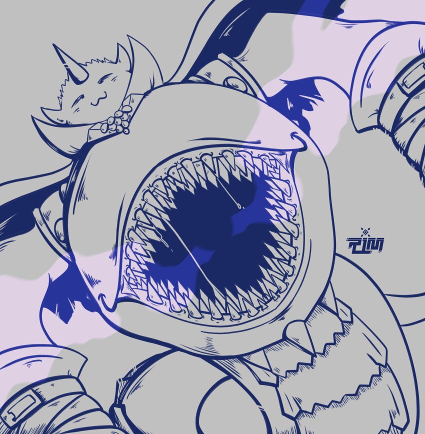 1boy bacchusmon digimon digimon_(creature) highres male_focus sharp_teeth solo teeth