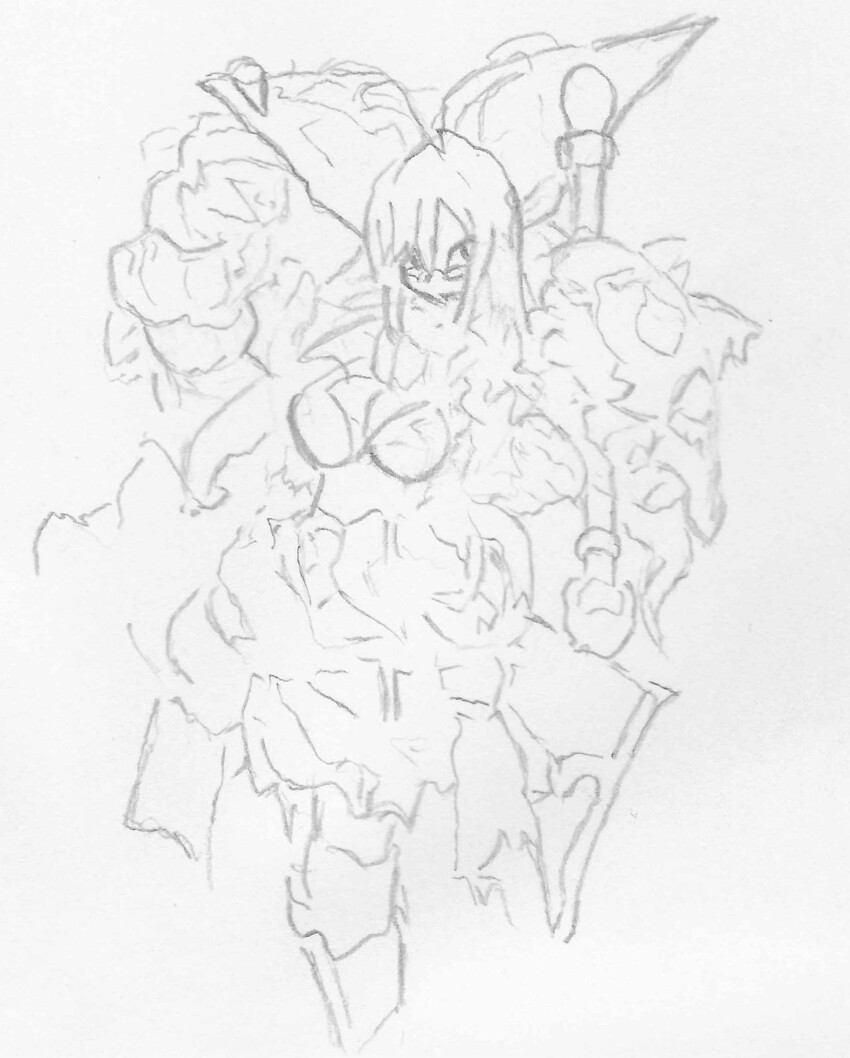 drawing fan_art fanfic graphite_(medium) highres luminous_arc luminous_witches non-web_source original shibano_kaito sketch traditional_media video_game world_witches_series