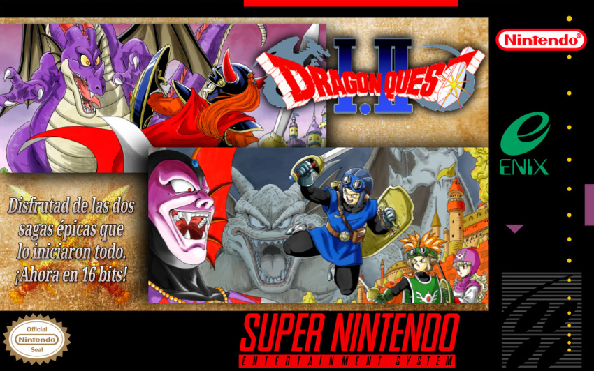 armor cape dragon dragon_quest dragon_quest_i dragon_quest_ii enix game_console hargon hatchware knight prince_of_lorasia prince_of_samantoria princess_of_moonbrook super_nintendo sword toriyama_akira_(style) weapon