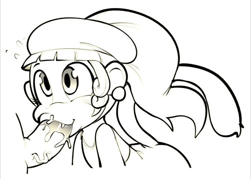 ape dixie_kong donkey_kong_(series) donkey_kong_country furry hat jewelry monochrome nintendo oral penis ponytail rareware veins veiny_penis